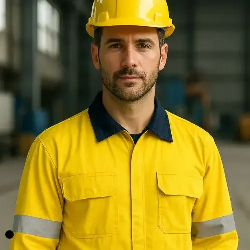 Industrial safety uniform with durable fabric for factories in Saudi Arabia